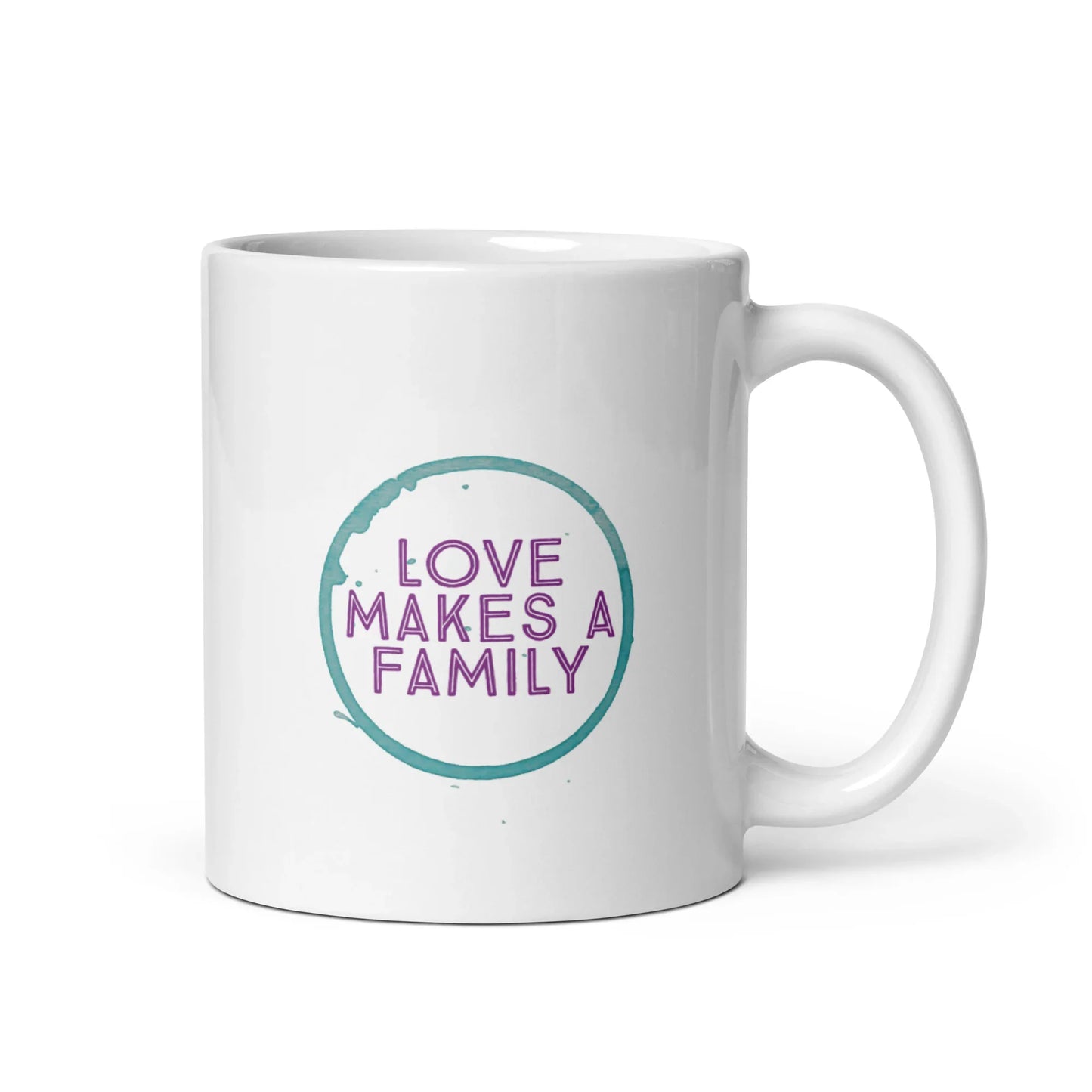 Love Makes A Family - White glossy mug - Adoption Stuff Store