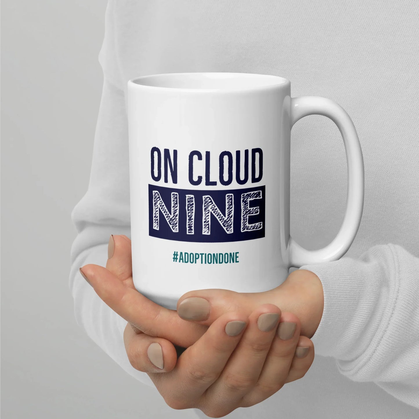 On Cloud Nine #AdoptionDone - White glossy mug - Adoption Stuff Store