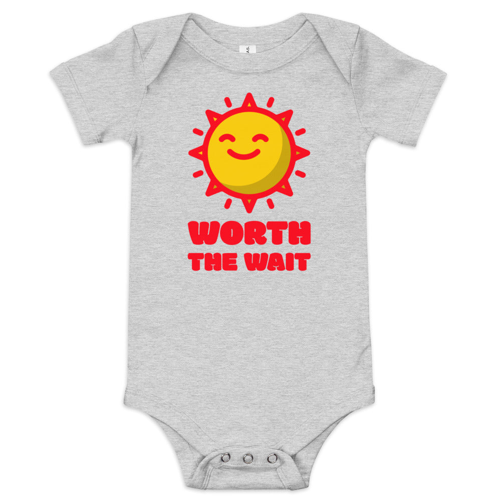 Worth the wait - adorable baby one piece to celebrate adoption - Adoption Stuff Store - adoption and foster care themed baby gifts