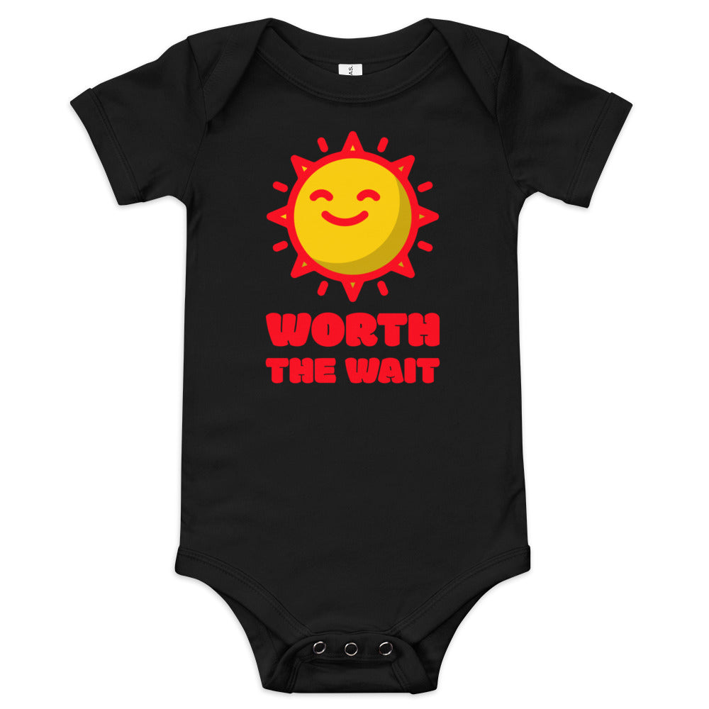 Worth the wait - adorable baby one piece to celebrate adoption - Adoption Stuff Store - adoption and foster care themed baby gifts