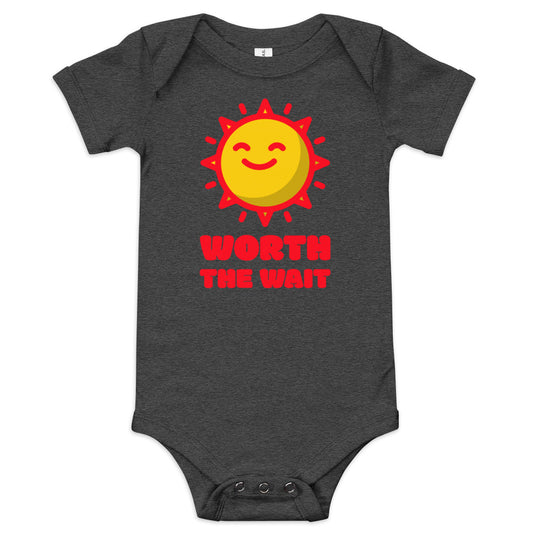 Worth the wait - adorable baby one piece to celebrate adoption - Adoption Stuff Store - adoption and foster care themed baby gifts