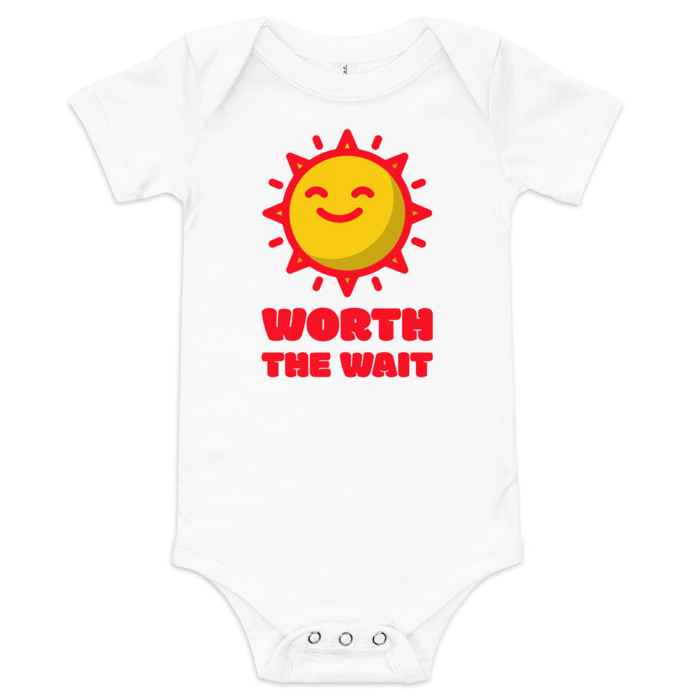 Worth the wait - adorable baby one piece to celebrate adoption - Adoption Stuff Store - adoption and foster care themed baby gifts