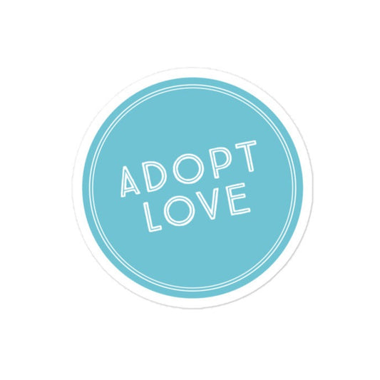 Sticker - ADOPT LOVE - blue Bubble-free - Adoption Stuff Store, 3″×3″, Sticker