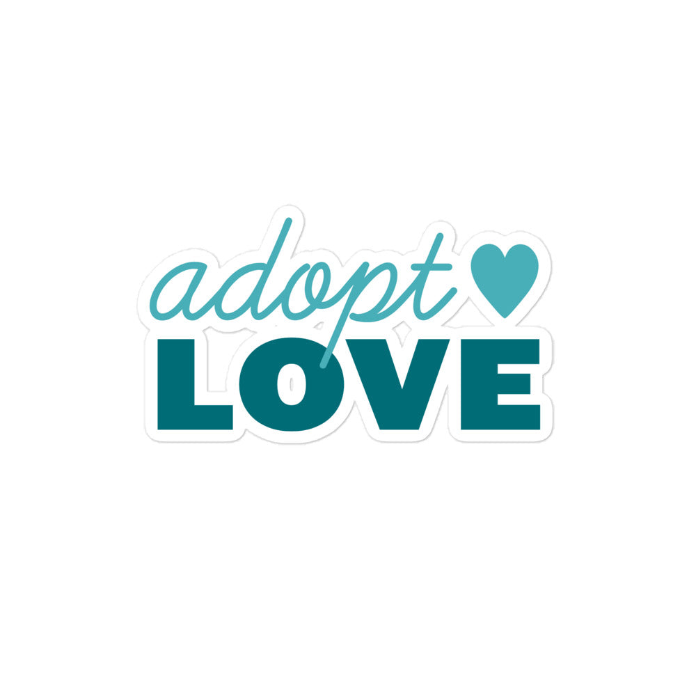 Sticker - Adopt Love - Bubble-free - Adoption Stuff Store, 4″×4″, Sticker