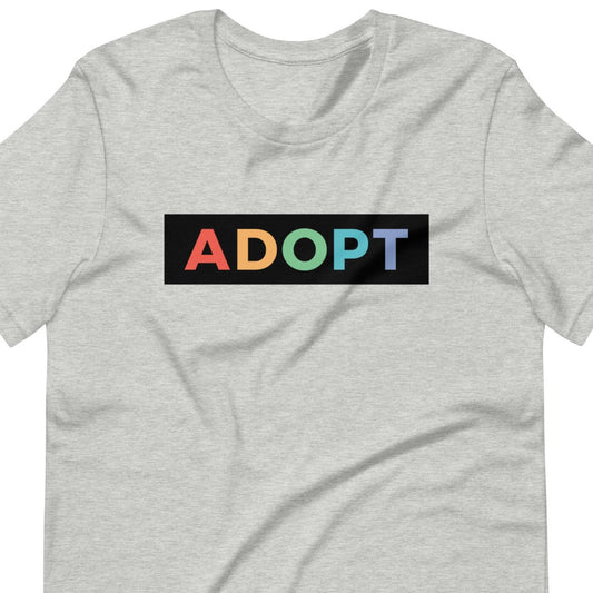ADOPT - colorful Unisex t-shirt - Adoption Stuff Store, Athletic Heather / XS, T-shirt