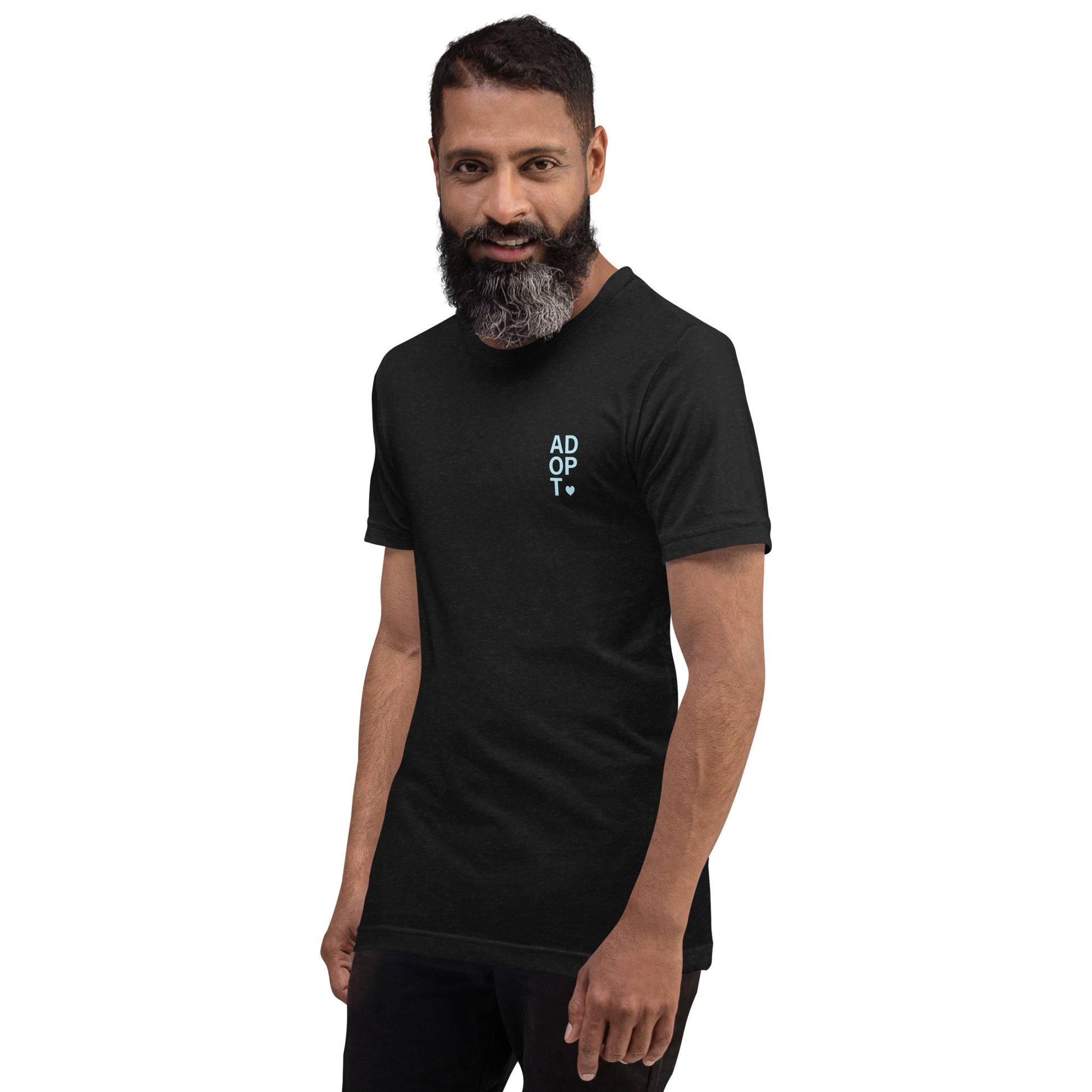ADOPT - light blue text on a Unisex t-shirt - Adoption Stuff Store, , T-shirt