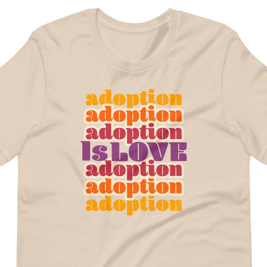 Adoption Stuff Store Adoption is Love retro graphic on t-shirt